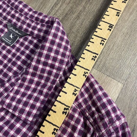 Eddie Bauer Purple Plaid Button Down Shirt Long Sleeve Size Large - Picture 5 of 5
